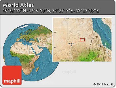 Satellite Location Map of the Area around 16° 49' 43" N, 34° 55' 29" E
