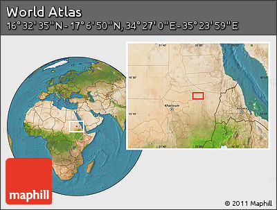 Satellite Location Map of the Area around 16° 49' 43" N, 34° 55' 29" E
