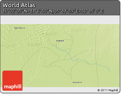 Physical 3D Map of the Area around 16° 49' 43" N, 35° 46' 29" E