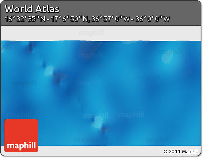 Physical 3D Map of the Area around 16° 49' 43" N, 36° 28' 30" W