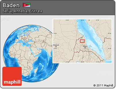 Shaded Relief Location Map of Baden
