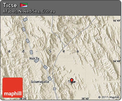 Shaded Relief Map of Ticse