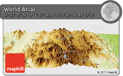 Physical Panoramic Map of the Area around 16° 49' 43" N, 38° 19' 30" E