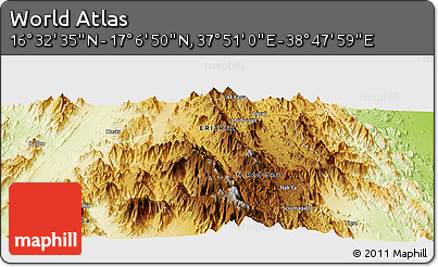 Physical Panoramic Map of the Area around 16° 49' 43" N, 38° 19' 30" E