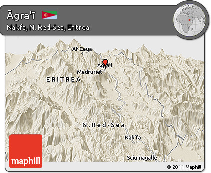 Shaded Relief Panoramic Map of Āgra'ī