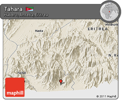 Shaded Relief Panoramic Map of Tahara
