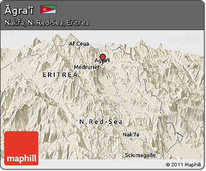 Shaded Relief Panoramic Map of Āgra'ī