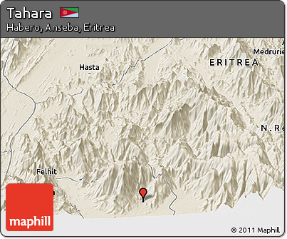 Shaded Relief Panoramic Map of Tahara