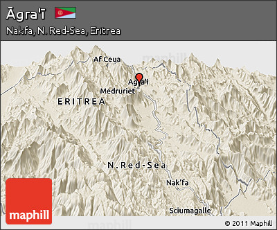Shaded Relief Panoramic Map of Āgra'ī