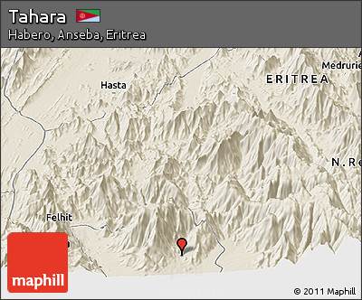 Shaded Relief Panoramic Map of Tahara