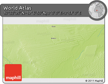 Physical 3D Map of the Area around 16° 49' 43" N, 3° 28' 30" E