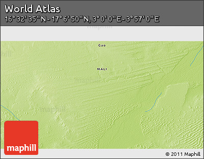 Physical 3D Map of the Area around 16° 49' 43" N, 3° 28' 30" E