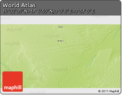 Physical 3D Map of the Area around 16° 49' 43" N, 3° 28' 30" E