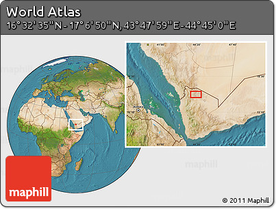 Satellite Location Map of the Area around 16° 49' 43" N, 44° 16' 29" E