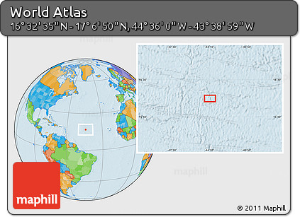 Political Location Map of the Area around 16° 49' 43" N, 44° 7' 30" W