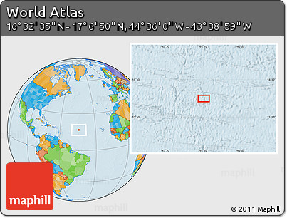 Political Location Map of the Area around 16° 49' 43" N, 44° 7' 30" W