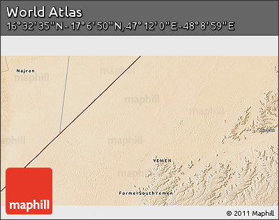 Satellite 3D Map of the Area around 16° 49' 43" N, 47° 40' 29" E