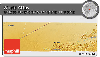 Physical Panoramic Map of the Area around 16° 49' 43" N, 47° 40' 29" E