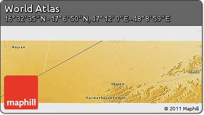 Physical Panoramic Map of the Area around 16° 49' 43" N, 47° 40' 29" E