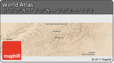Satellite Panoramic Map of the Area around 16° 49' 43" N, 48° 31' 29" E