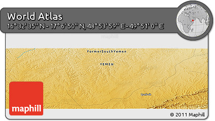 Physical Panoramic Map of the Area around 16° 49' 43" N, 49° 22' 30" E