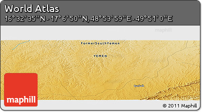 Physical Panoramic Map of the Area around 16° 49' 43" N, 49° 22' 30" E