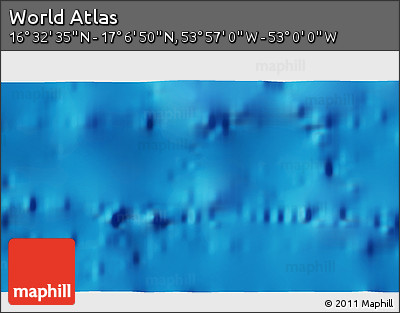 Physical 3D Map of the Area around 16° 49' 43" N, 53° 28' 30" W