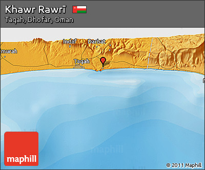 Political 3D Map of Khawr Rawrī