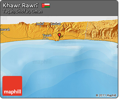 Political 3D Map of Khawr Rawrī