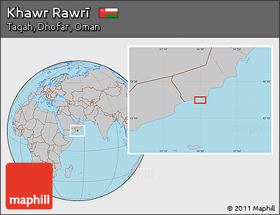 Gray Location Map of Khawr Rawrī
