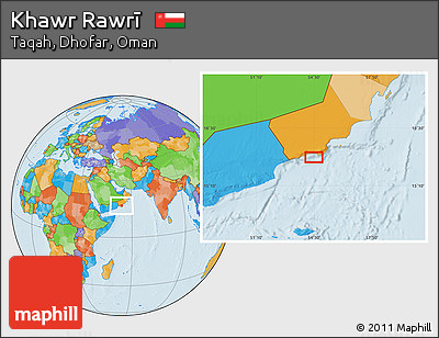 Political Location Map of Khawr Rawrī