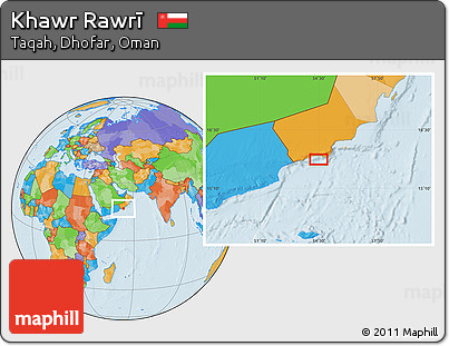 Political Location Map of Khawr Rawrī
