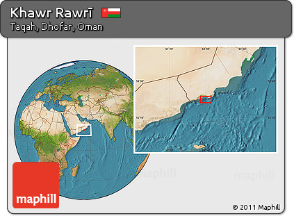 Satellite Location Map of Khawr Rawrī