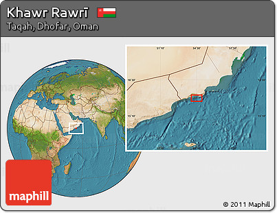 Satellite Location Map of Khawr Rawrī