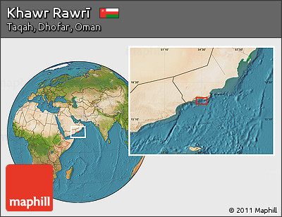 Satellite Location Map of Khawr Rawrī