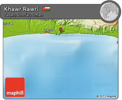 Physical Map of Khawr Rawrī