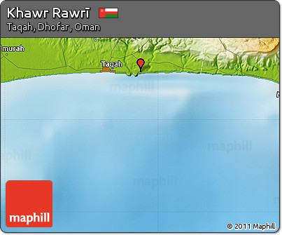 Physical Map of Khawr Rawrī