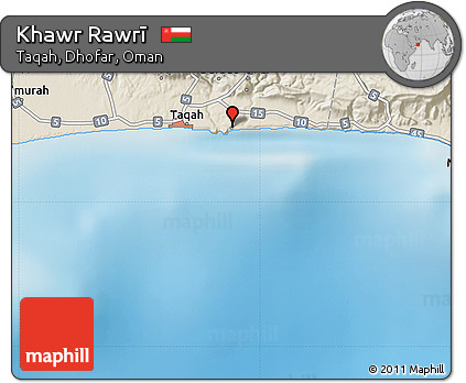 Shaded Relief Map of Khawr Rawrī