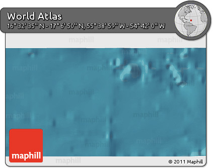 Satellite 3D Map of the Area around 16° 49' 43" N, 55° 10' 29" W