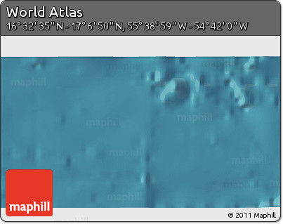 Satellite 3D Map of the Area around 16° 49' 43" N, 55° 10' 29" W