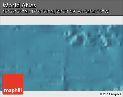 Satellite 3D Map of the Area around 16° 49' 43" N, 55° 10' 29" W