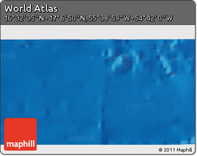 Shaded Relief 3D Map of the Area around 16° 49' 43" N, 55° 10' 29" W