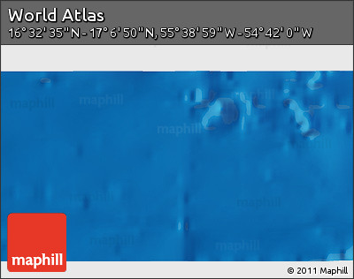 Shaded Relief 3D Map of the Area around 16° 49' 43" N, 55° 10' 29" W