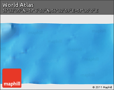 Physical 3D Map of the Area around 16° 49' 43" N, 57° 1' 29" E