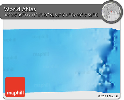 Shaded Relief 3D Map of the Area around 16° 49' 43" N, 59° 34' 30" E