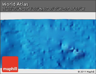 Physical 3D Map of the Area around 16° 49' 43" N, 60° 16' 29" W