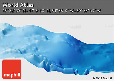 Physical Panoramic Map of the Area around 16° 49' 43" N, 61° 7' 30" W