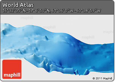 Physical Panoramic Map of the Area around 16° 49' 43" N, 61° 7' 30" W