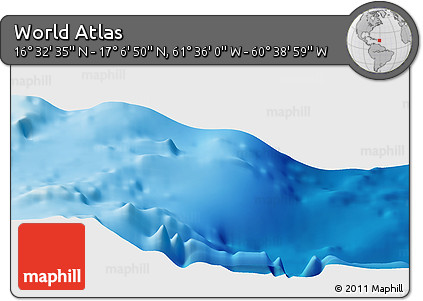 Shaded Relief Panoramic Map of the Area around 16° 49' 43" N, 61° 7' 30" W