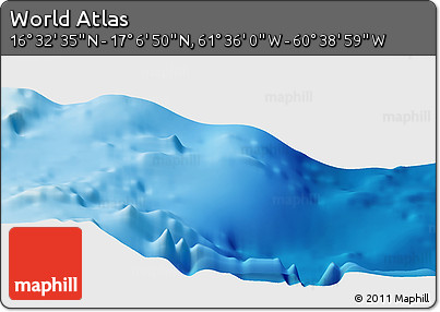 Shaded Relief Panoramic Map of the Area around 16° 49' 43" N, 61° 7' 30" W